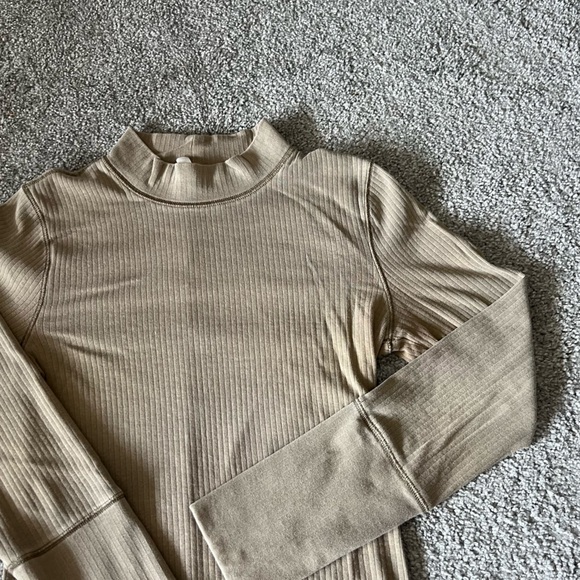 FP movement top womens large brown ribbed mock neck Rickie capsule basic boho - Picture 3 of 11